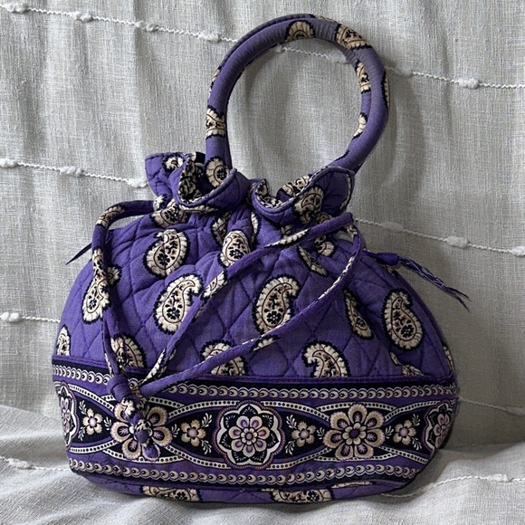 Vera Bradley Simply Violet Cinched Handbag Hobo Satchel Shoulder Bag Pre Loved - Picture 8 of 12